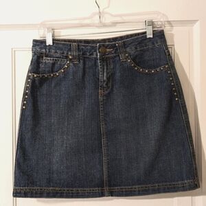 Vintage Studded Western Y2K 90s Mini Midi Denim Skirt Small size 4